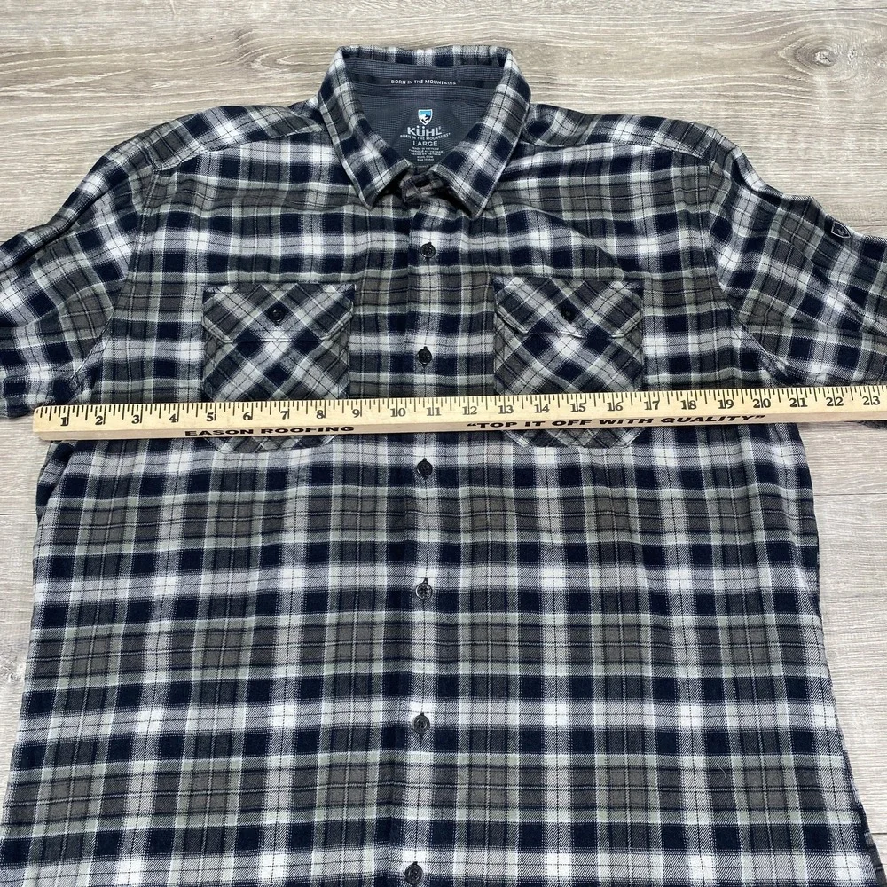 Kuhl Men's‎ Dillingr Flannel Shirt Long Sleeve Outdoor Hiking Metal Button Flap